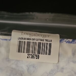 Longaberger Blue and White Trellis Liner For Small Wash Day Basket